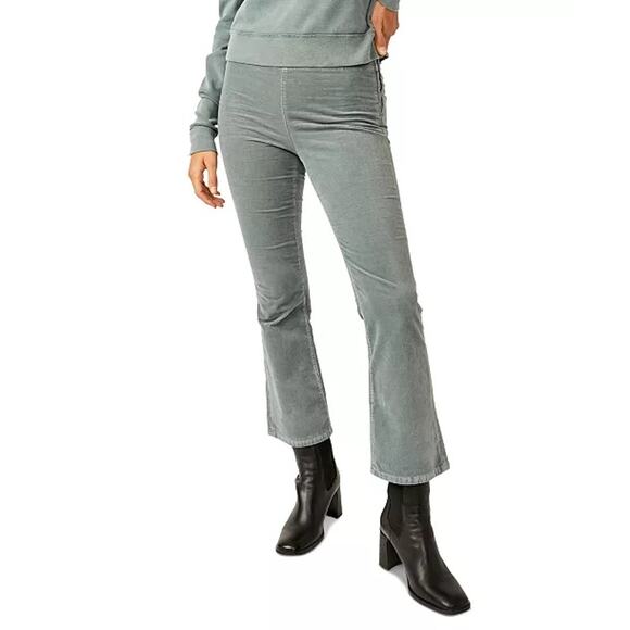 Free People In My Feelings Velvet Crop Slim Flare Pants SZ XS - Picture 1 of 12